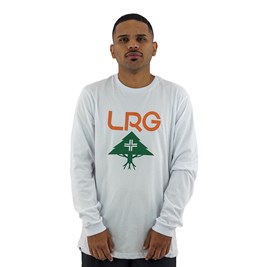 Camiseta LRG Manga Longa Logo Stack Peito Branca/Laranja