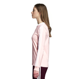 Camiseta Manga Longa Adidas 3 Stripes Feminina Rosa Newskull