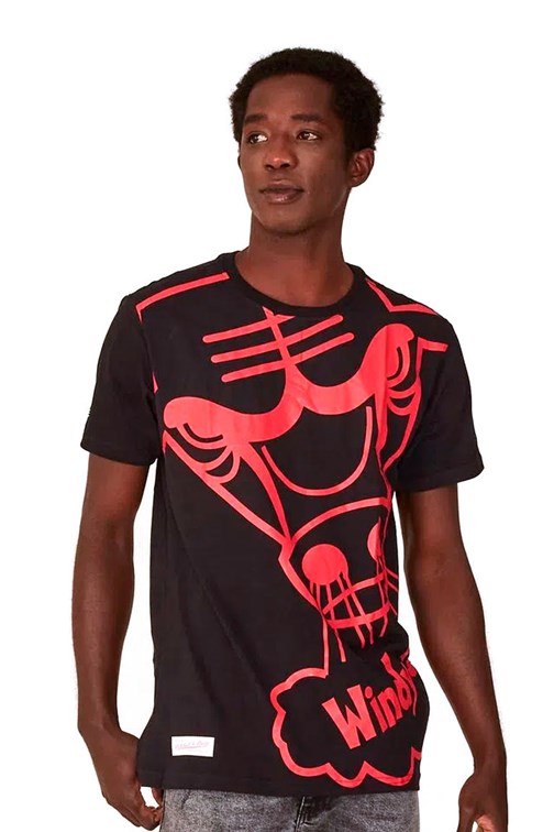 Camiseta Mitchell & Ness Bigo Logo Chicago Bulls Preta