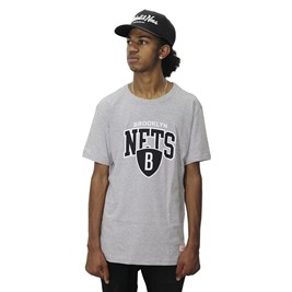 Camiseta Mitchell e Ness Brooklyn Nets Arch Cinza