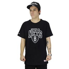 Camiseta Mitchell e Ness Brooklyn Nets Arch Preto