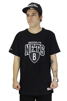 Camiseta Mitchell e Ness Brooklyn Nets Arch Preto