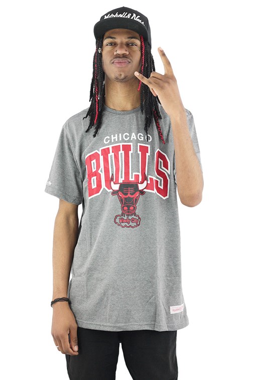 Camiseta Mitchell e Ness Chicago Bulls Arch Cinza