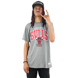 Camiseta Mitchell e Ness Chicago Bulls Arch Extra Cinza