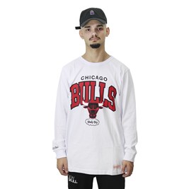 Camiseta Mitchell e Ness Chicago Bulls Manga Longa Arch Branco