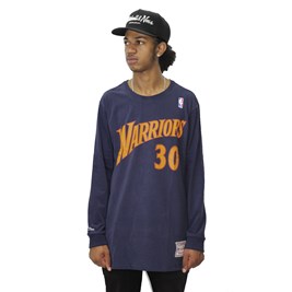 Camiseta Mitchell e Ness Golden State Warriors Name and Numbers Azul