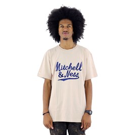 Camiseta Mitchell e Ness Logo Velvet Bege