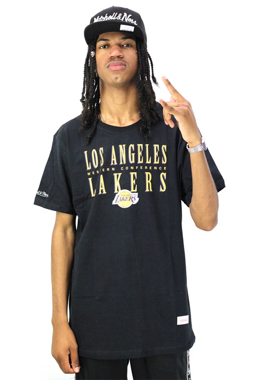 Camiseta Mitchell e Ness Los Angeles Lakers Defense Preta