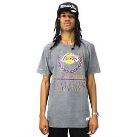 Camiseta Mitchell e Ness Los Angeles Lakers Laurel Cinza