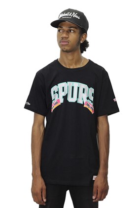 Camiseta Mitchell e Ness San Antonio Spurs Arch Preto