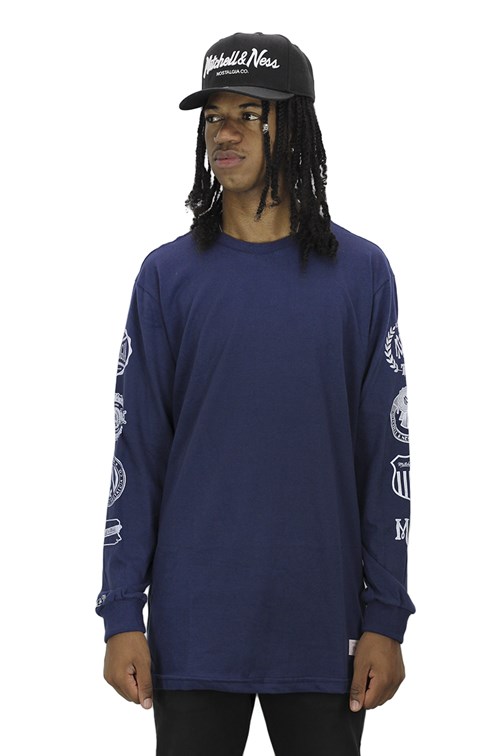 Camiseta Mitchell e Ness Sporting Manga Longa Azul