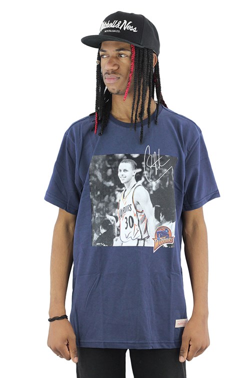 Camiseta Mitchell e Ness Warriors Steph Curry Azul