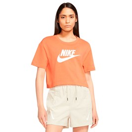 Camiseta Nike Cropped Sportswear Essential Laranja/Branco