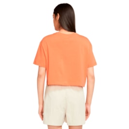 Camiseta Nike Cropped Sportswear Essential Laranja/Branco