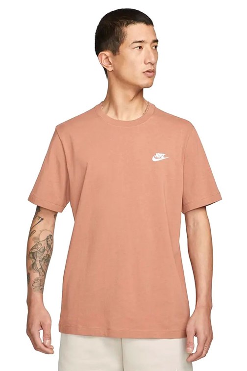 Camiseta Nike Sportswear Clube Marrom/Branco