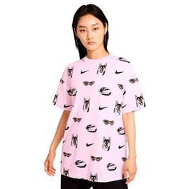 Camiseta Nike Sportswear Dog Feminina Rosa/Preto