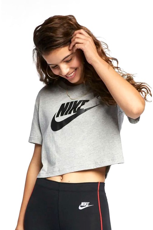 Camiseta Nike Sportswear Essential Feminina Cinza/Preto