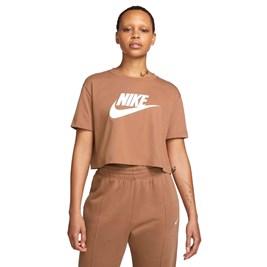 Camiseta Nike Sportswear Essential Feminina Marrom/Branco