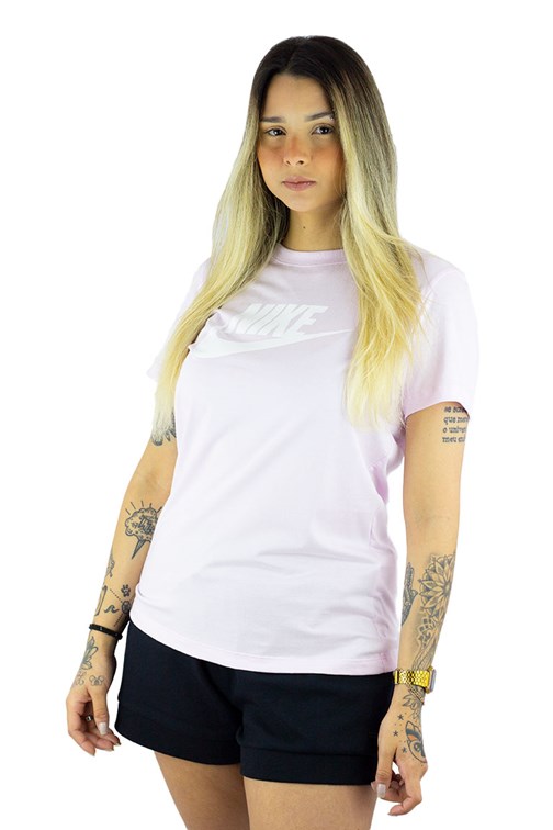 Camiseta Nike Sportswear Essential Feminina Rosa/Branca