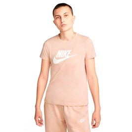 Camiseta Nike Sportswear Essential Icon Futura Feminina Rosa/Branco