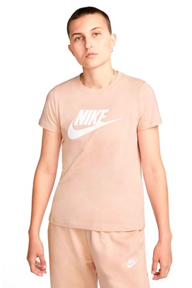 Camiseta Nike Sportswear Essential Icon Futura Feminina Rosa/Branco