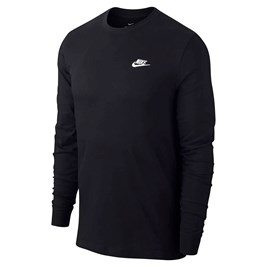 Camiseta Nike Sportswear Manga Longa Masculina Preto/Branco