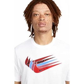 Camiseta Nike Sportswear Swoosh Branco/Vermelho