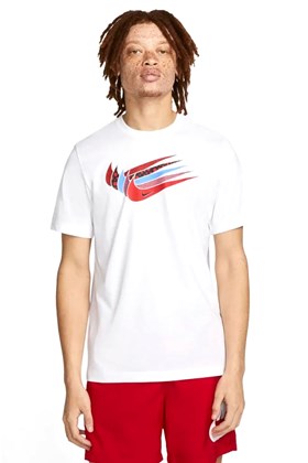 Camiseta Nike Sportswear Swoosh Branco/Vermelho