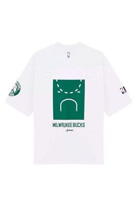 Camiseta Oversized Approve X NBA Bucks Off White/Verde