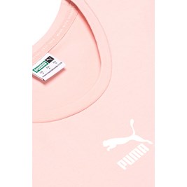 Camiseta Puma Cropped Classics Fitted Feminina Rosa/Branco