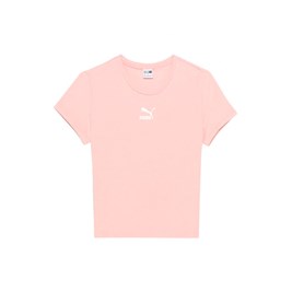 Camiseta Puma Cropped Classics Fitted Feminina Rosa/Branco