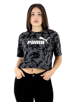 Camiseta Puma Elevated Cropped Feminina Preta