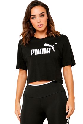 Camiseta Puma Essentials Cropped Feminina Preta