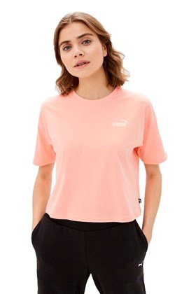 Camiseta Puma Essentials Cropped Small Logo Feminina Rosa