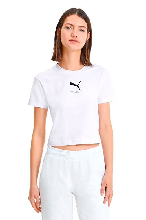 Camiseta Puma Nu-Tility Fitted Cropped Feminina Branca