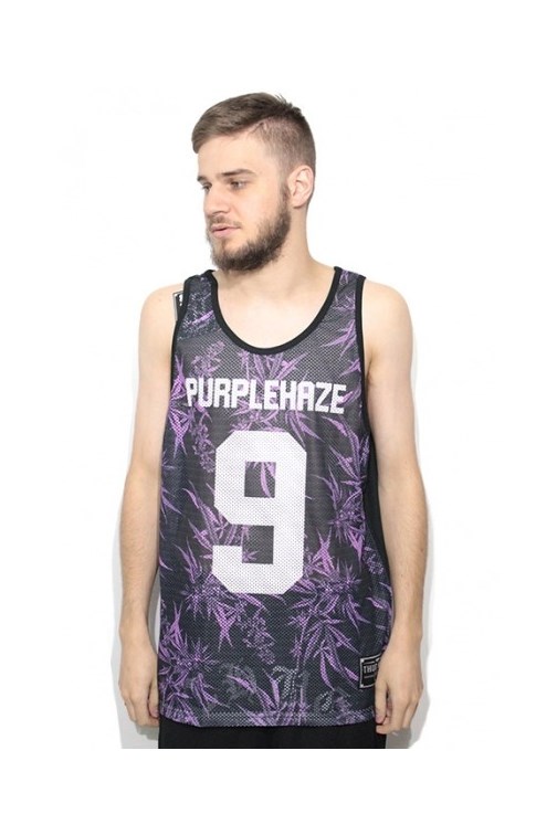 Camiseta Regata Dry Fit Thug Nine Purple Haze Preto/Roxo