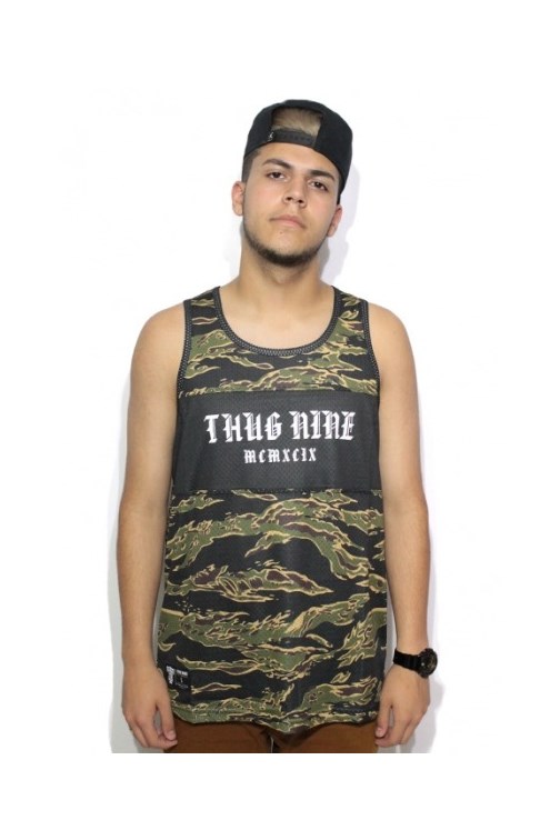 Camiseta Regata Dry Fit Thug Nine Tropikal 09 Camuflado