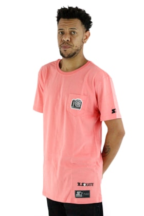Camiseta Starter Collab Cemporcento Skate Bolso Salmão Camiseta Starter Collab Cemporcento Skate Bolso Salmão