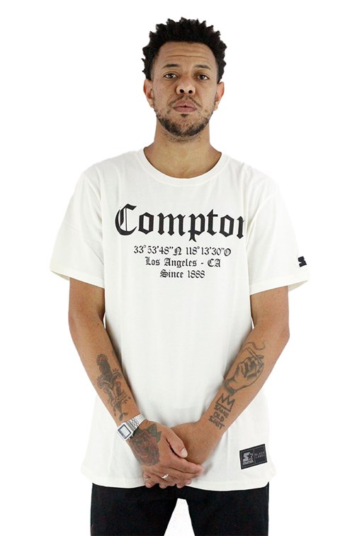 Camiseta Starter Compton Coordenadas Bege Bege M