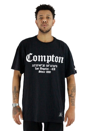 Camiseta STARTER Compton Coordenadas Extra Preta Camiseta STARTER Compton Coordenadas Extra Preta