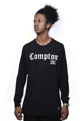 Camiseta Starter Compton Manga Longa Preta