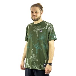 Camiseta Starter Flores Verde/Bege