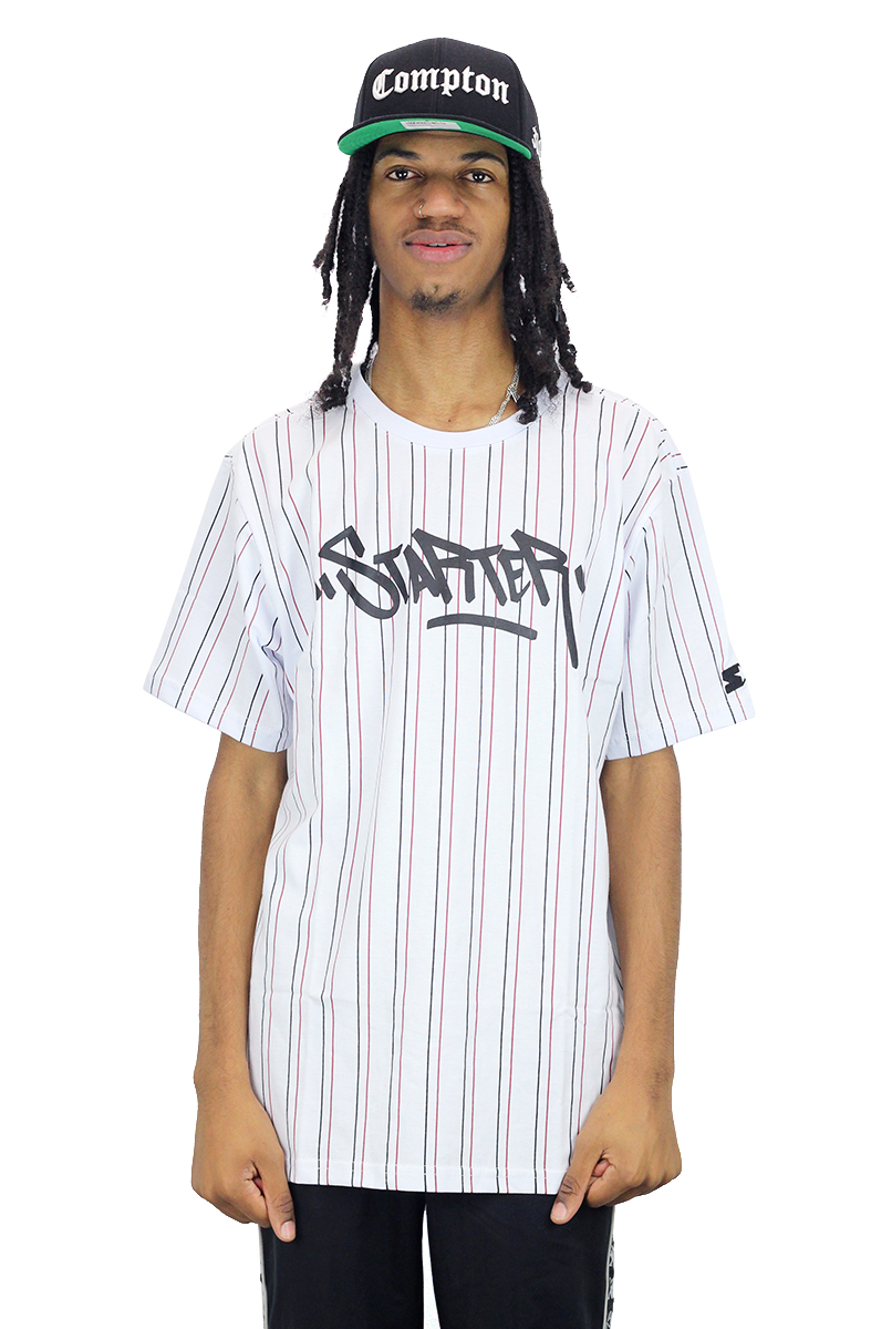 Camiseta branca listrada Clearance