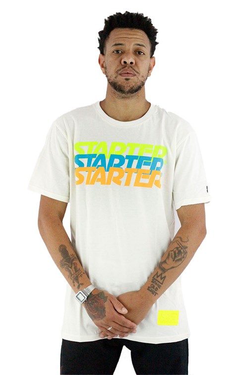 Camiseta Starter Logo Neon Bege