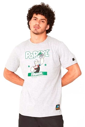 Camiseta Starter Logo Popeye Spinach Cinza/Verde