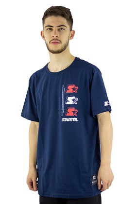 Camiseta Starter Triplo Logo Azul/Vermelho Azul/Vermelho GG