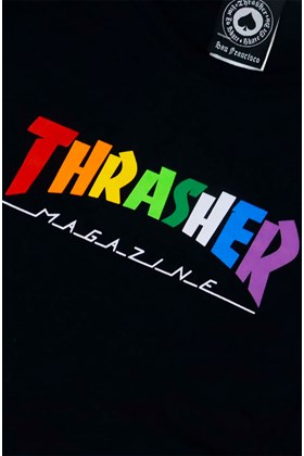 Camiseta Thrasher Feminina Rainbow Mag Preto/Color
