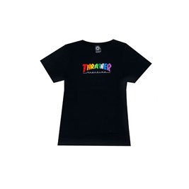 Camiseta Thrasher Feminina Rainbow Mag Preto/Color