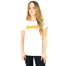 Camiseta Thrasher Flame Feminina Branca/Amarela