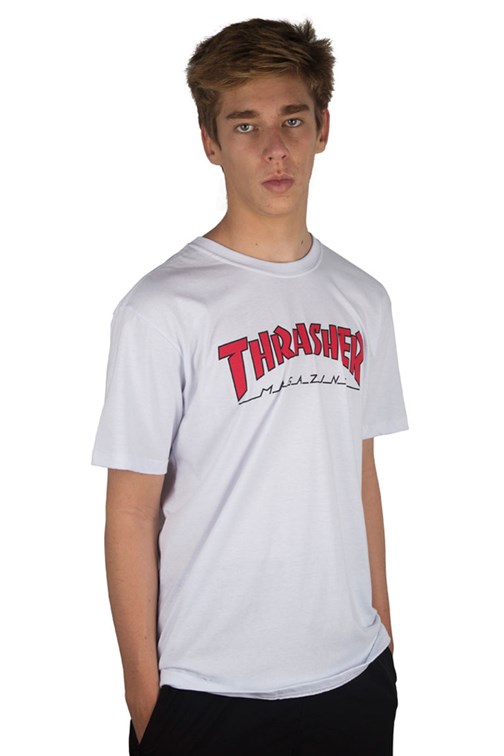 Camiseta Thrasher Outlined Branca/Vermelha